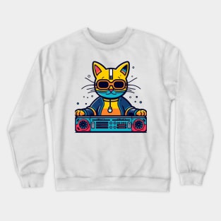 Funny Keith Haring, cat Dj Crewneck Sweatshirt